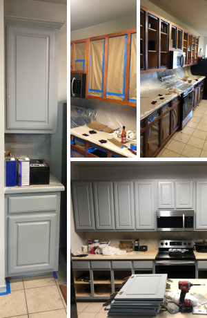 Renovated doors with a fresh finish, highlighting improved design and durability.